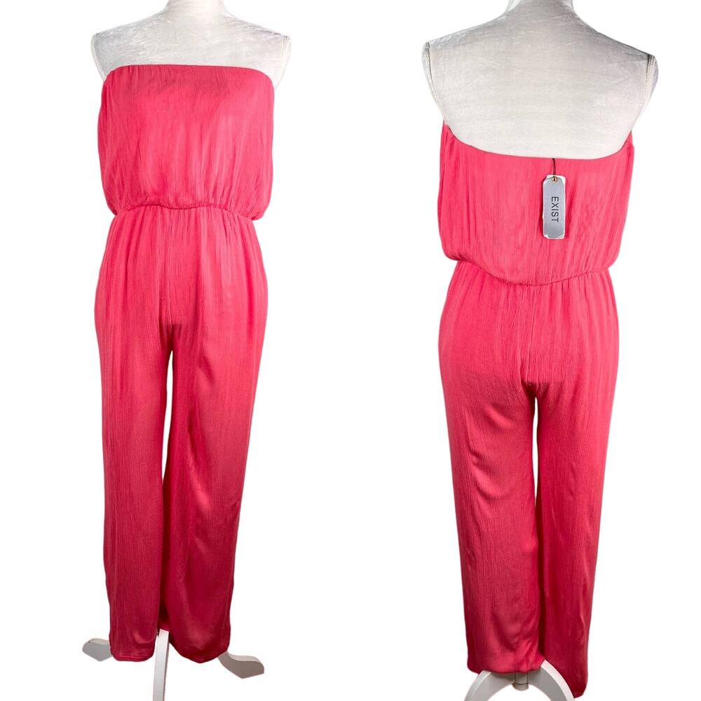 Exist Jumpsuit Coral Strapless Lightweight Pockets Large Y2K New